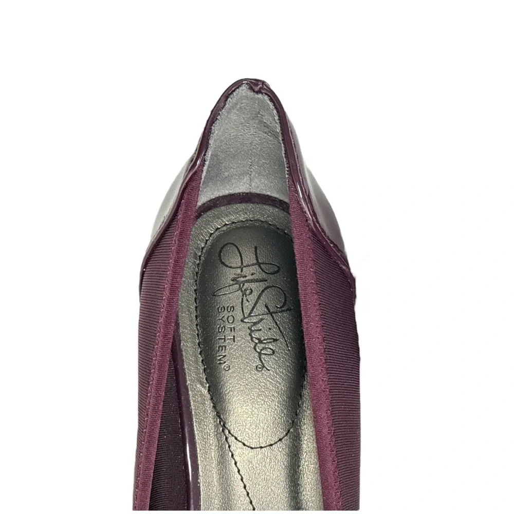 LifeStride Juliana Stretch Wedge Heels Deep Red Burgundy Patent - Size 10W